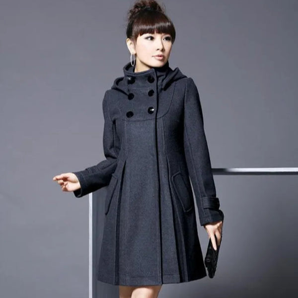 Natsumi - Comfortable mid-length jacket with hood and side pockets