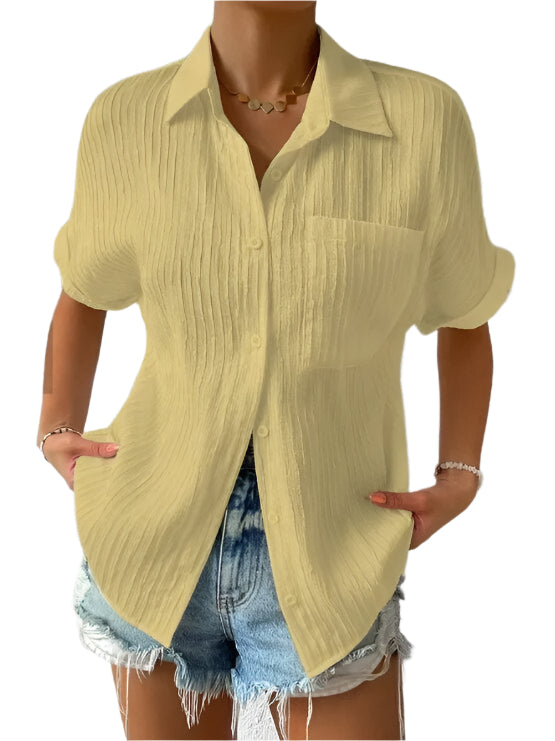 Gabriella - Casual pleated collared shirt