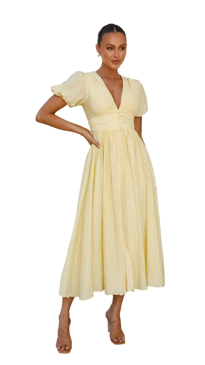 Vivienne - Pleated Slit Summer Maxi Dress