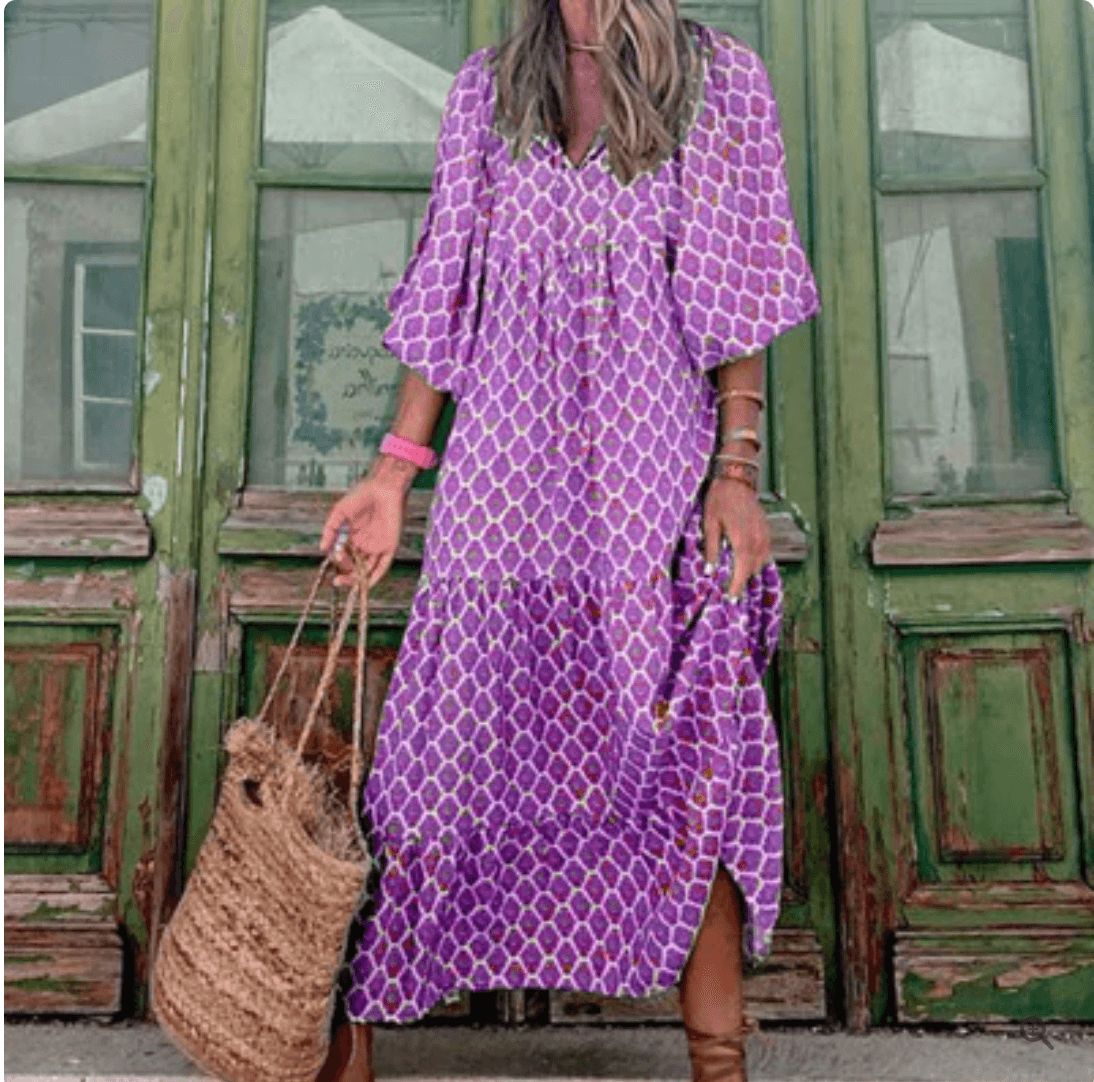 Elizabeth - Oversized Print Baby Sleeve Dress