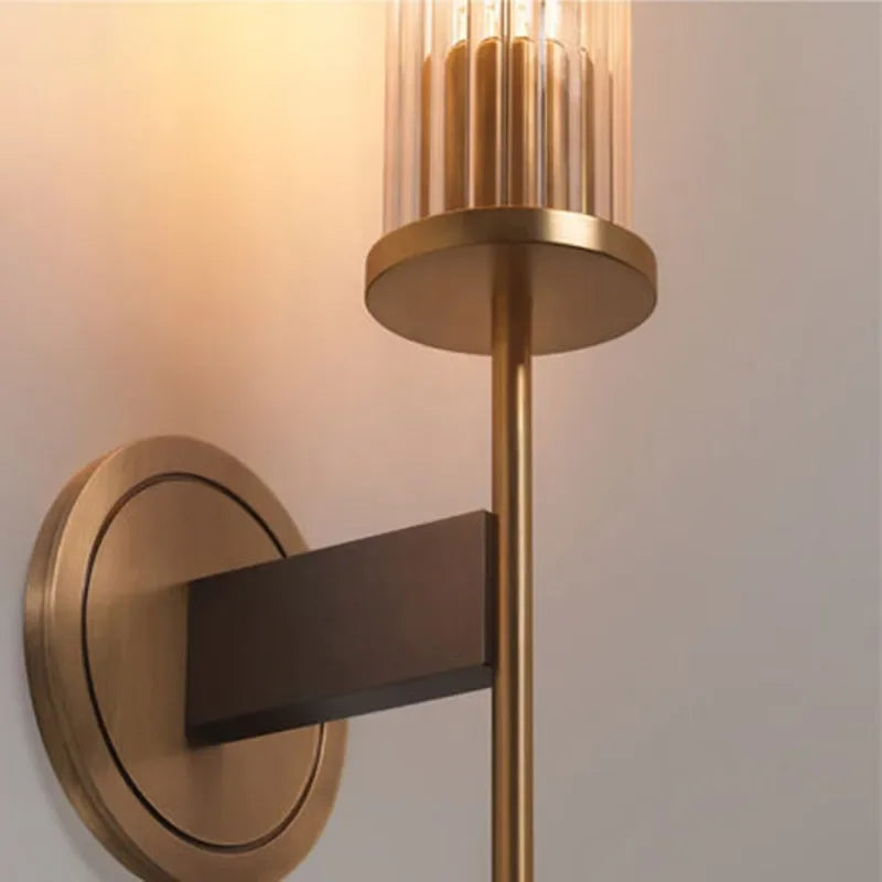 Bronzia – a modern wall lamp with ribbed glass and a warm copper finish