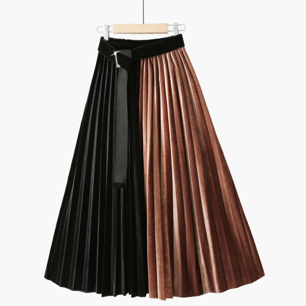 Bodil - Two-tone pleated skirt