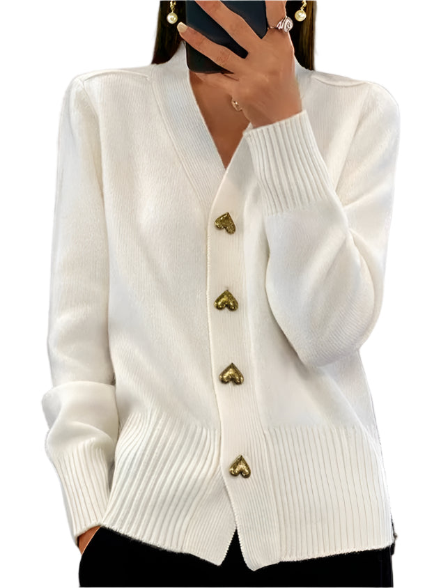 カーリー - ハートボタン付きカーディガン