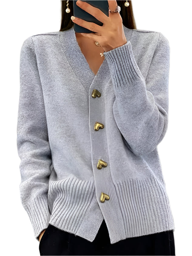 カーリー - ハートボタン付きカーディガン
