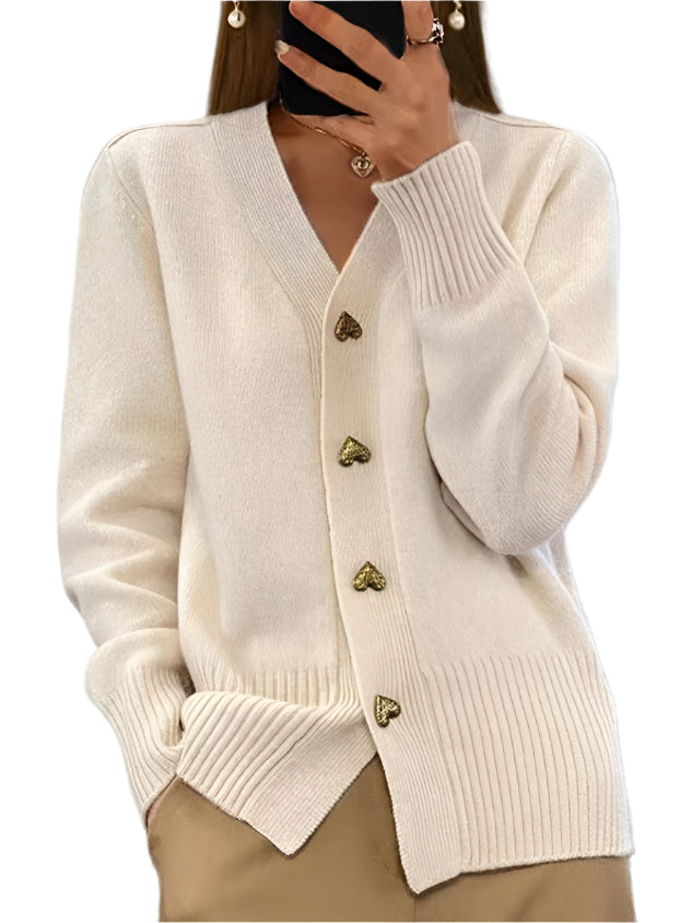 カーリー - ハートボタン付きカーディガン