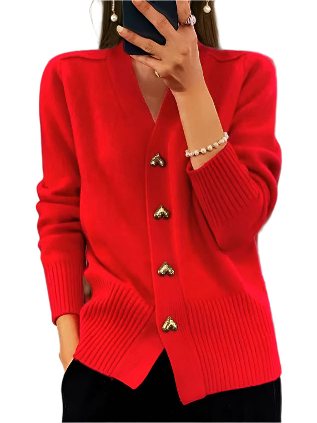 カーリー - ハートボタン付きカーディガン