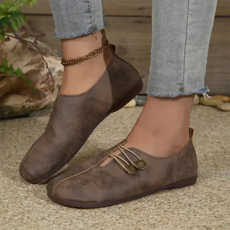 Courtney - Lightweight flats with a lace-up buckle design