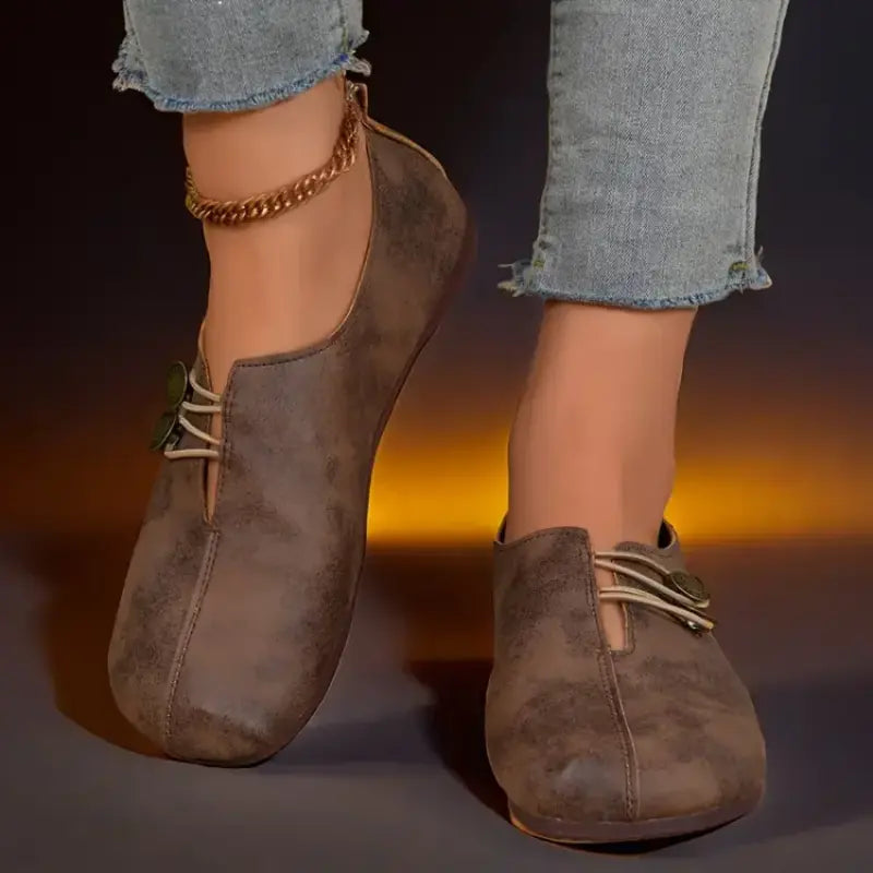 Courtney - Lightweight flats with a lace-up buckle design