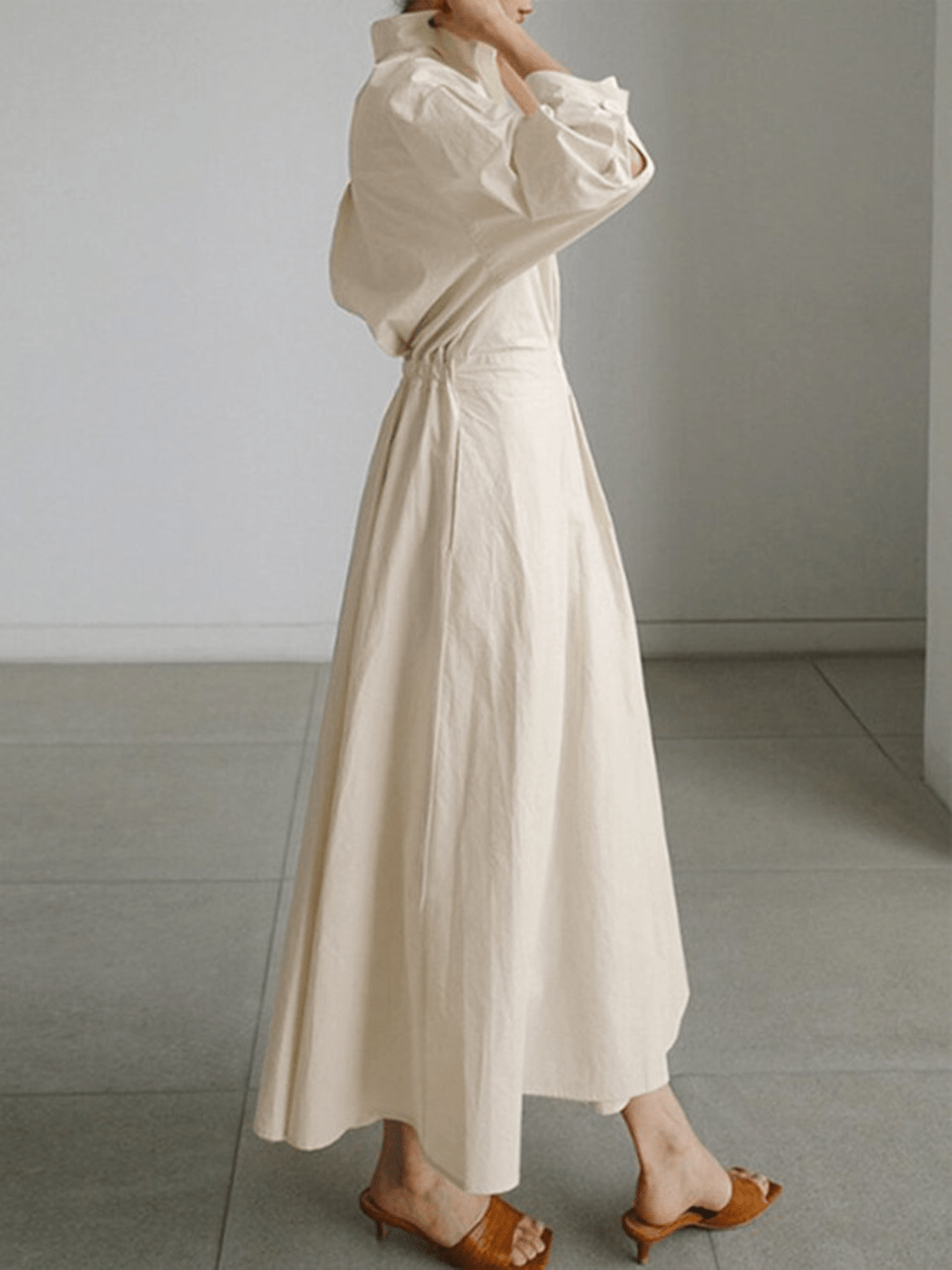 Ella - Retro Long Sleeve Maxi Dress with Pockets