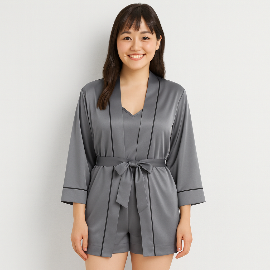 女性用サテンパジャマ3点セット