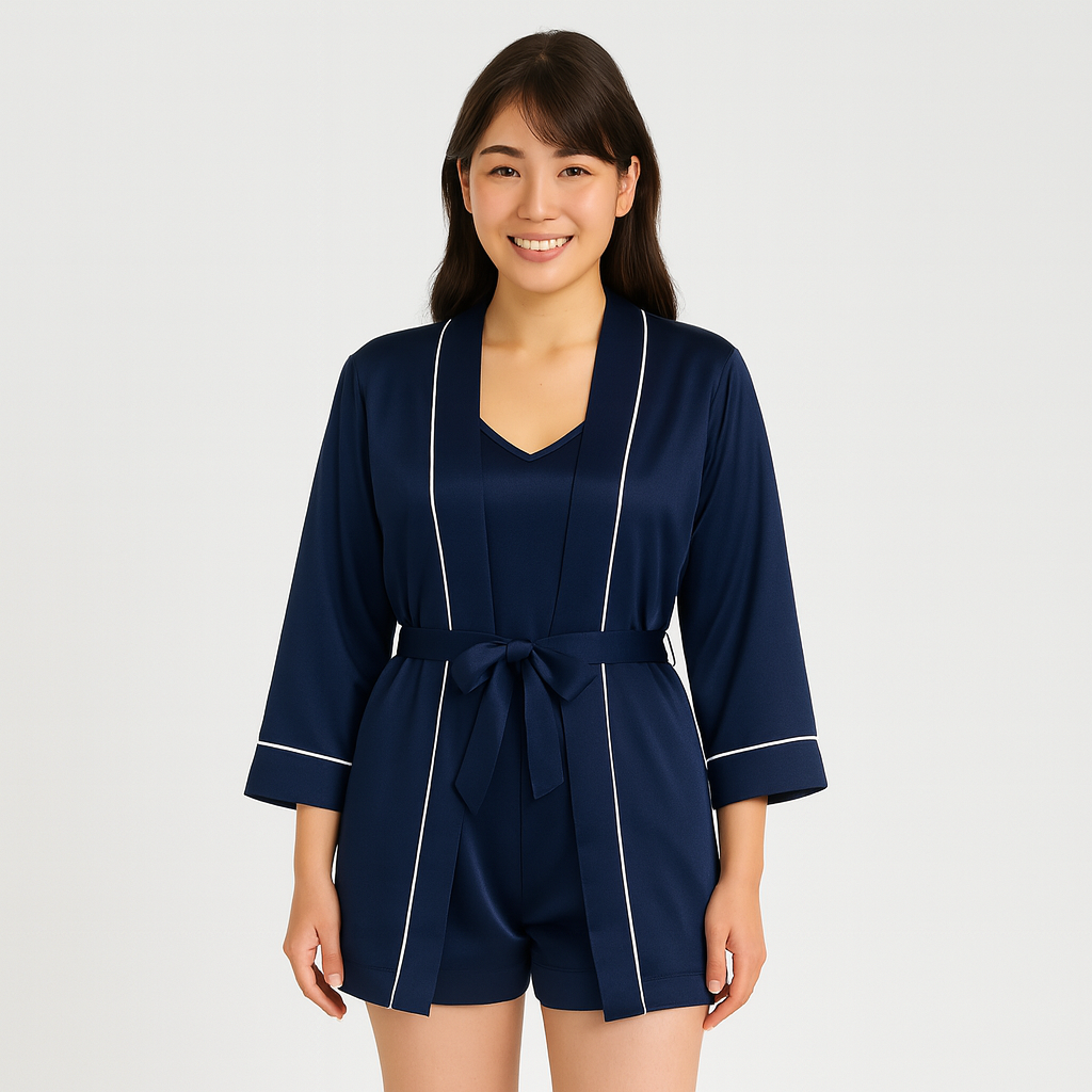 女性用サテンパジャマ3点セット