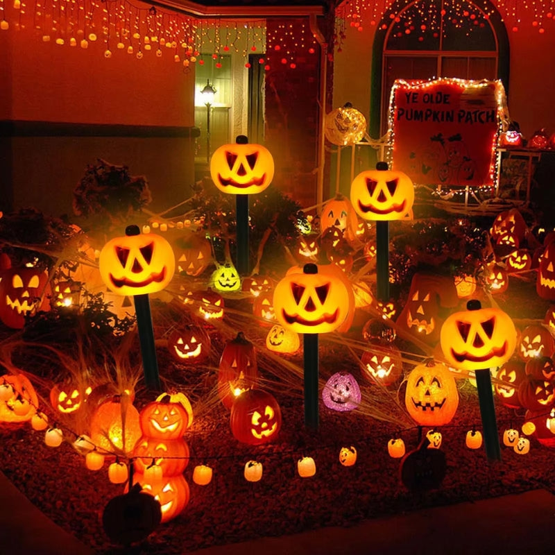 パンプキングロー ソーラーハロウィン屋外ライトセット – ソーラーパワー付きカボチャLEDデコレーション