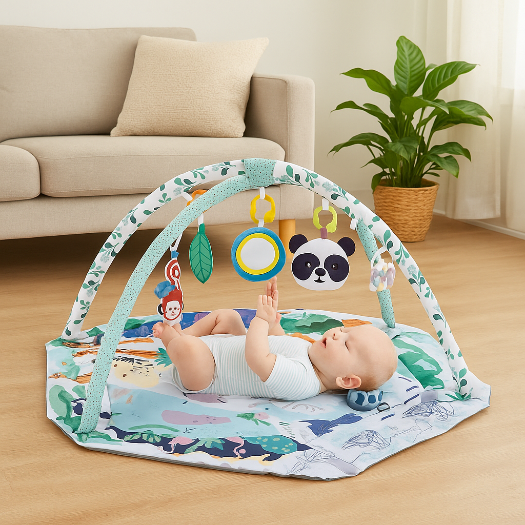 8-in-1 洗えるアクティビティマット、ボールケージ、赤ちゃん用おもちゃ付き