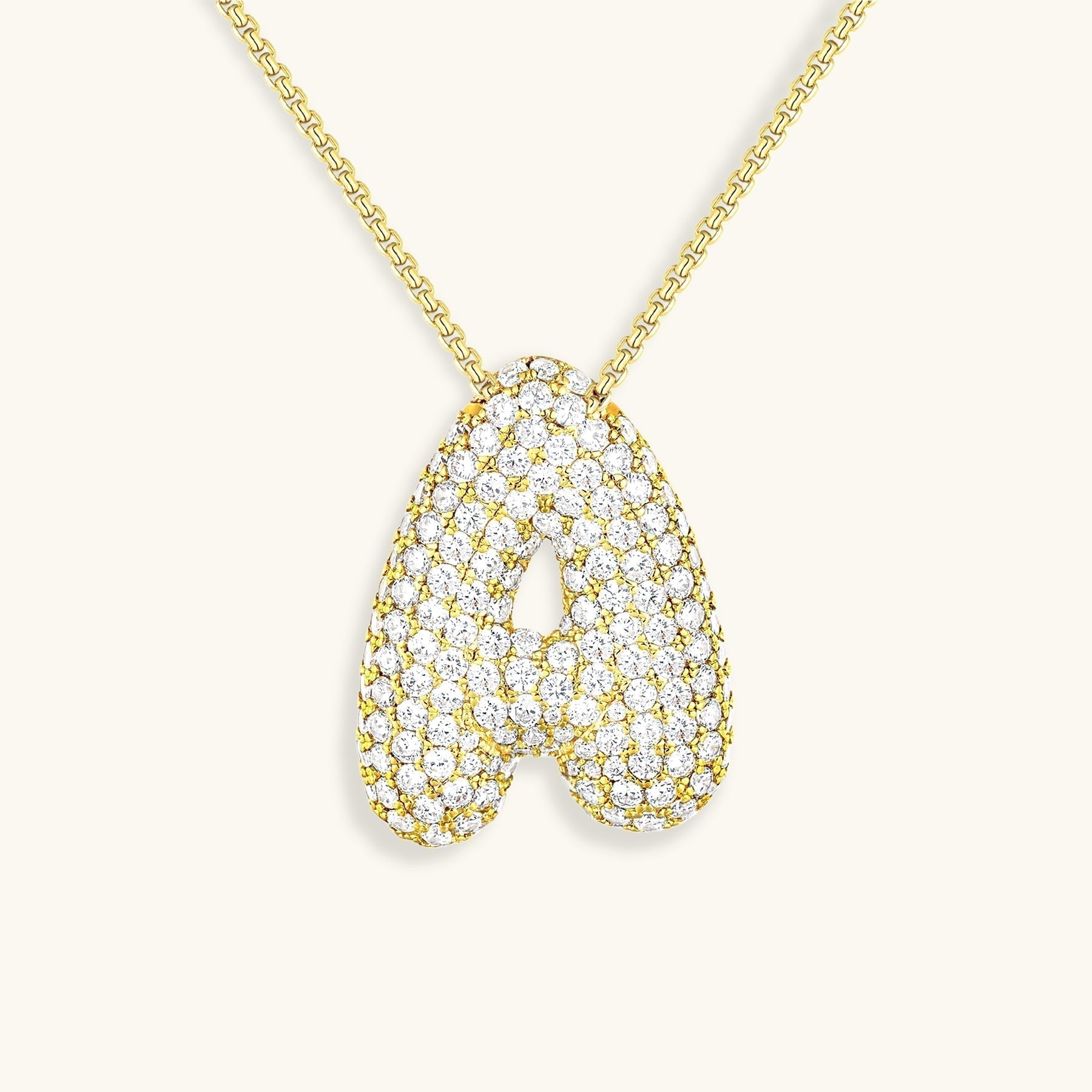 ダイヤモンド模様のルナバブルイニシャルネックレス - 母の日のパーソナライズギフト