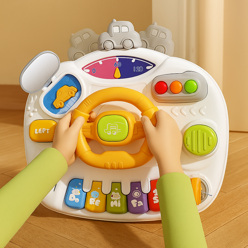 ステアリング機能付きインタラクティブ音楽玩具 - 光と音を備えた幼児学習テーブル