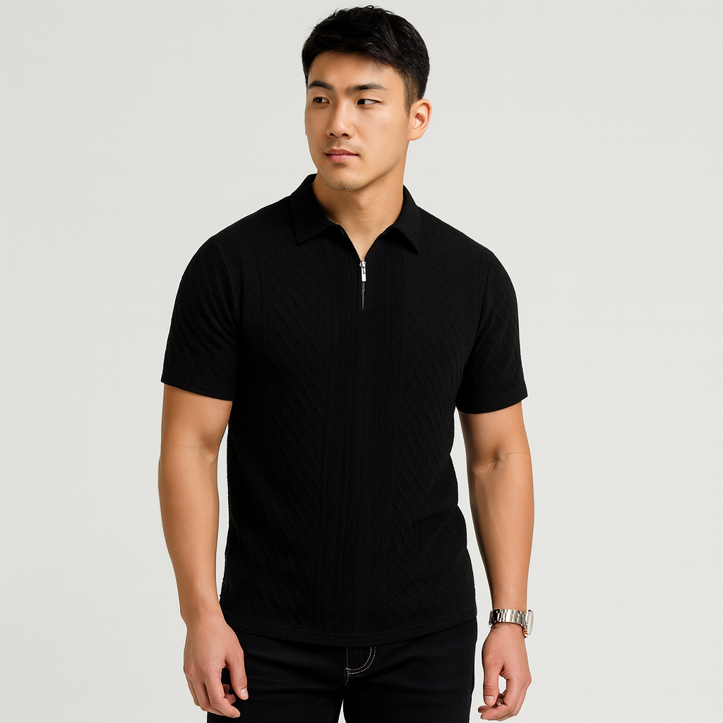 Hayato | Jacquard Zip Polo