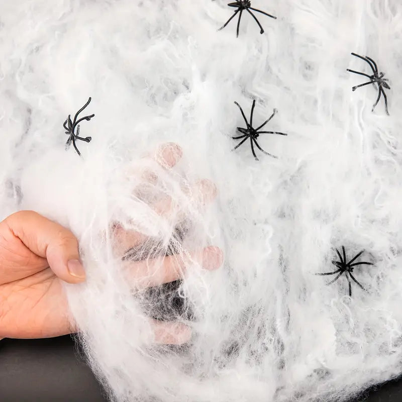ホラースパイダーウェブセット – 不気味な人工クモの巣200個入り