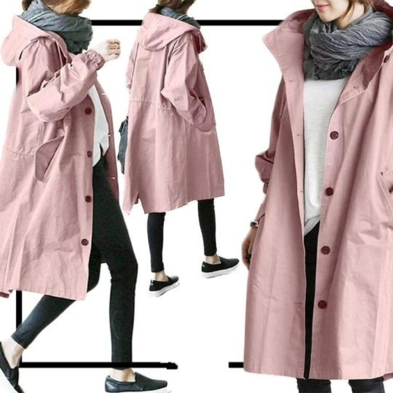 Celine | Long Hooded Trench Coat – Stylish and Functional
