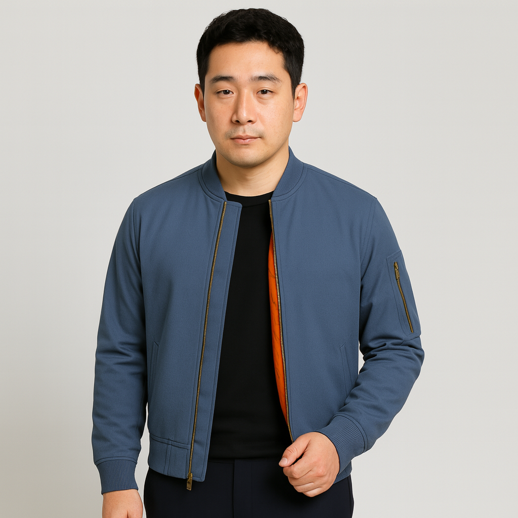 クラシックなデザインのメンズボンバージャケット - 時代を超越したジップスタイル