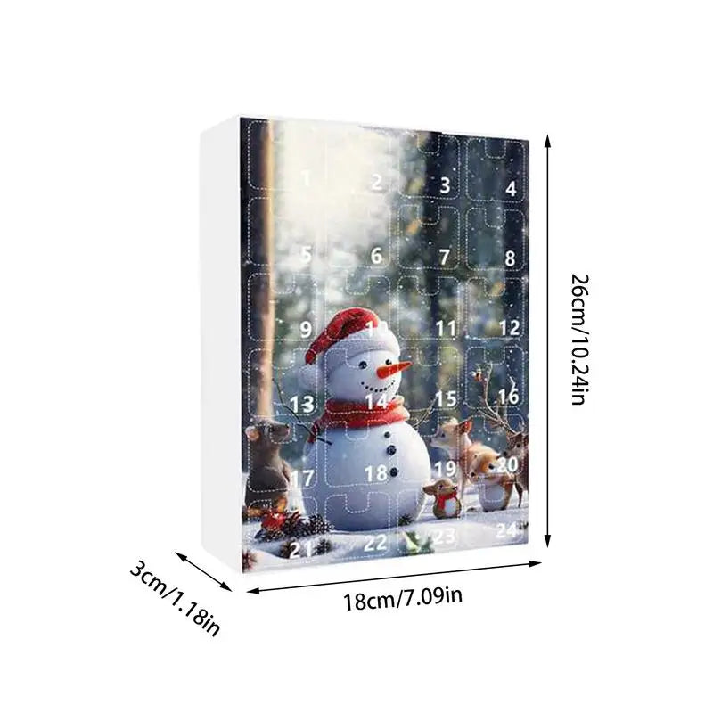 2025年のアドベントカレンダー、フラットなアクリル製雪だるま、クリスマスカウントダウン