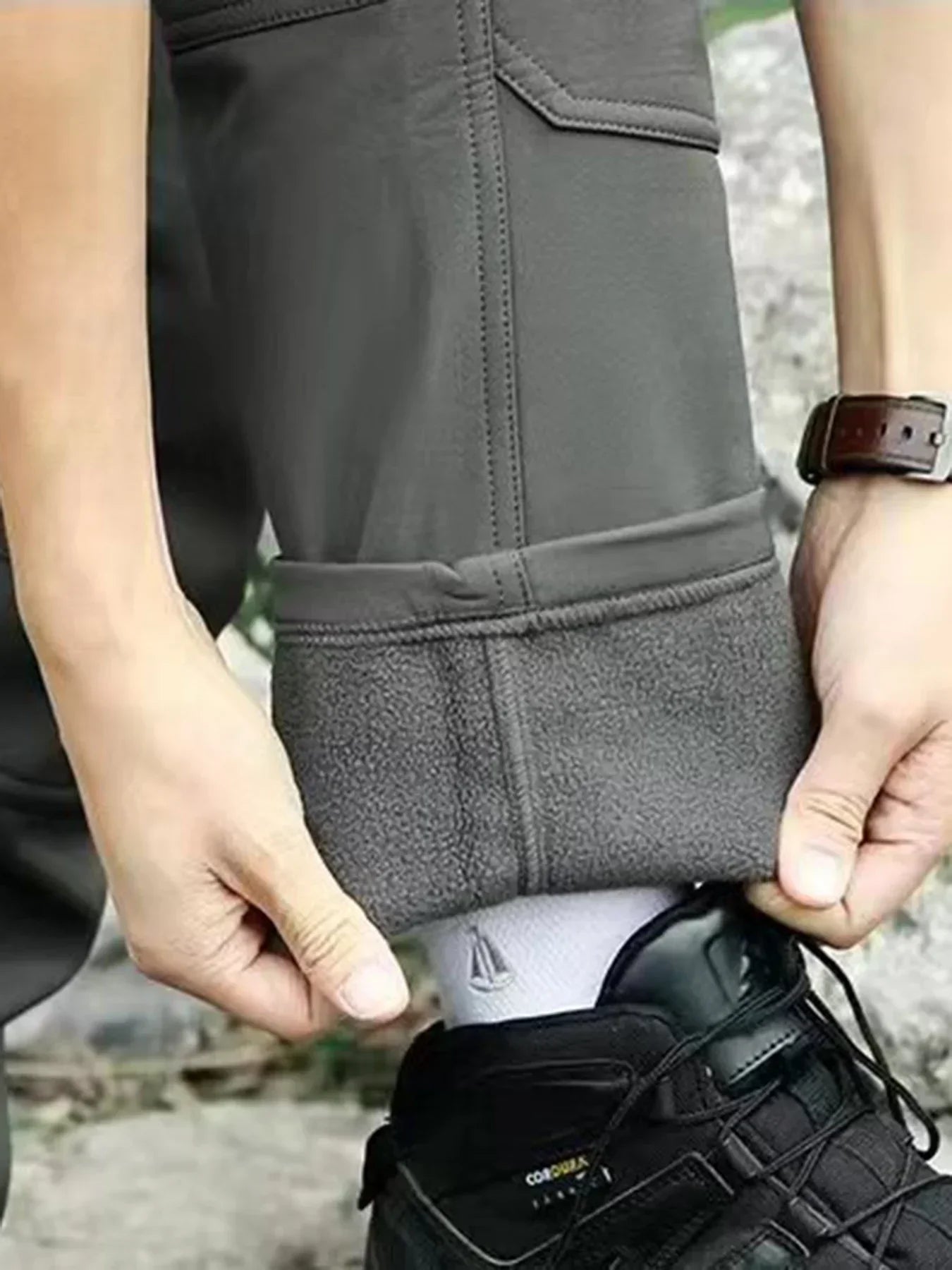 セオ - メンズフリースストレートレッグカーゴパンツ