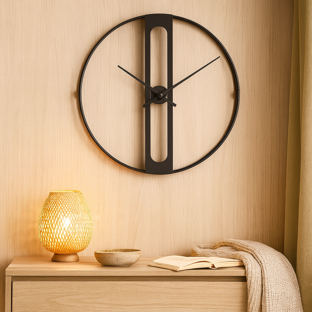 Valen | Modern Wall Clock in Black and Gold