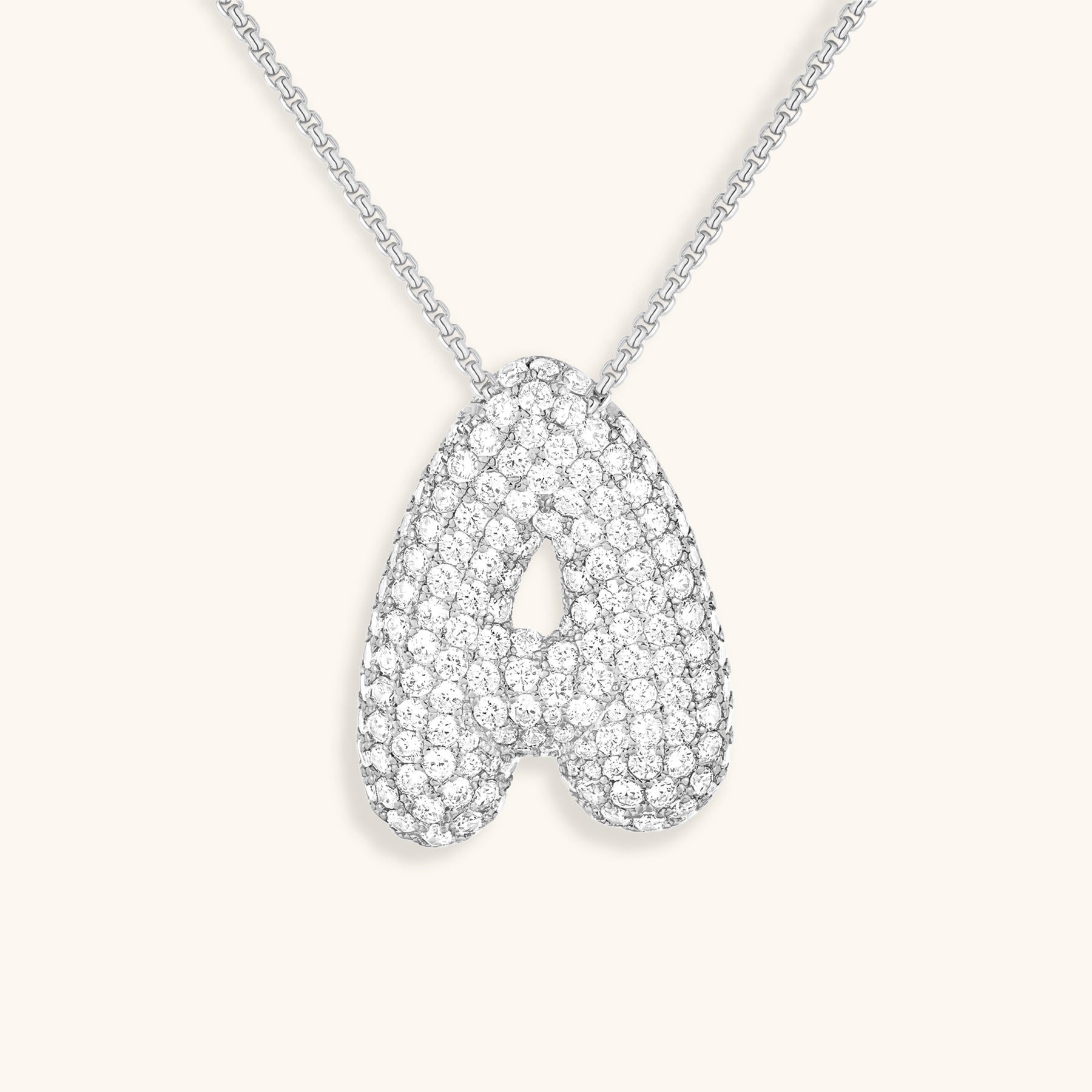ダイヤモンド模様のルナバブルイニシャルネックレス - 母の日のパーソナライズギフト