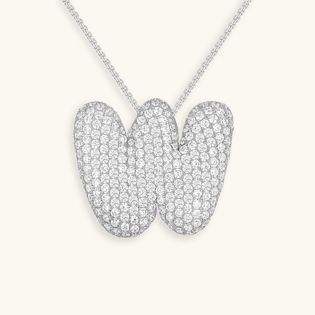 ダイヤモンド模様のルナバブルイニシャルネックレス - 母の日のパーソナライズギフト