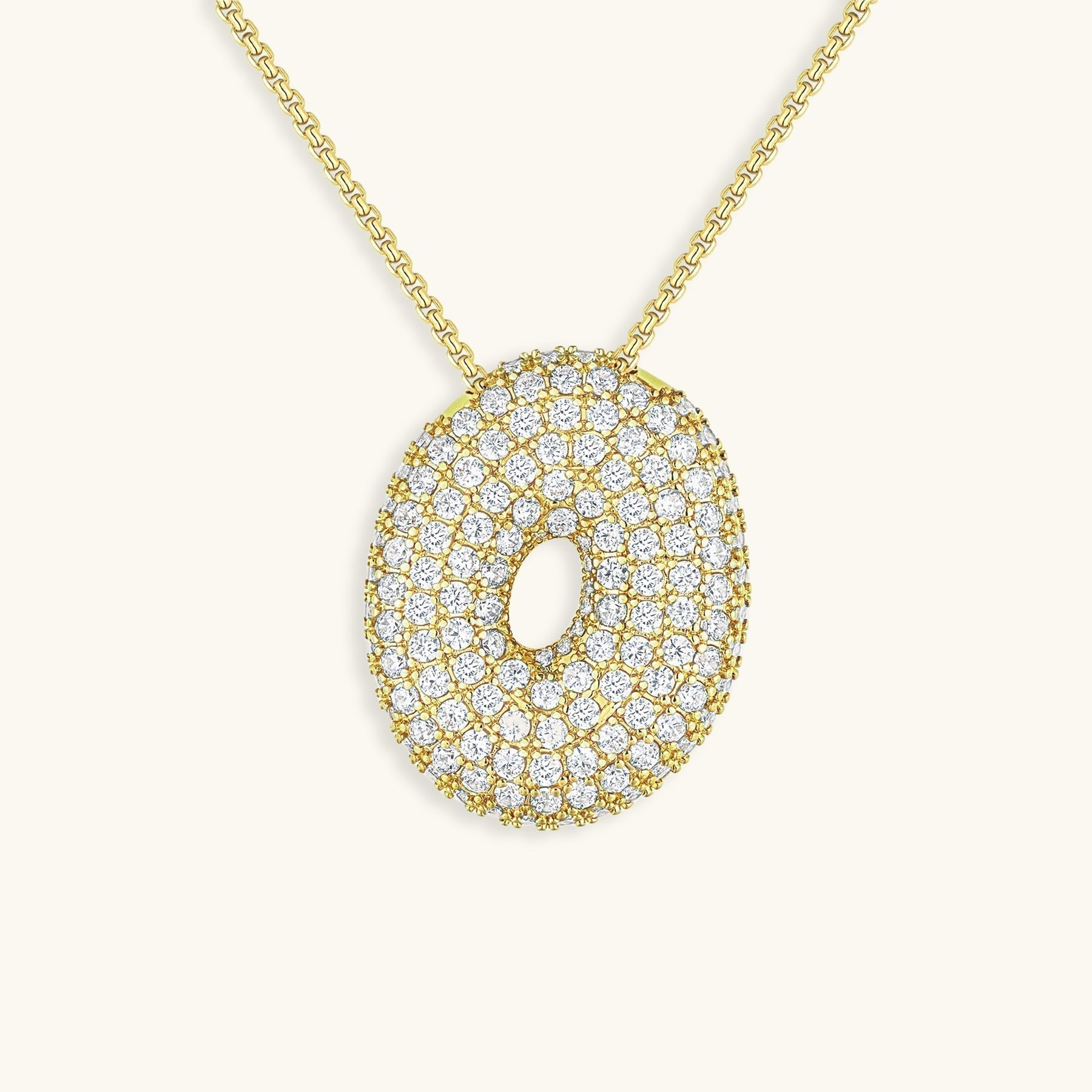 ダイヤモンド模様のルナバブルイニシャルネックレス - 母の日のパーソナライズギフト