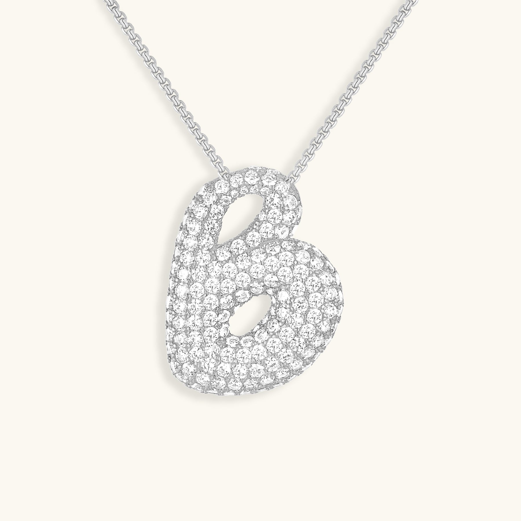 ダイヤモンド模様のルナバブルイニシャルネックレス - 母の日のパーソナライズギフト