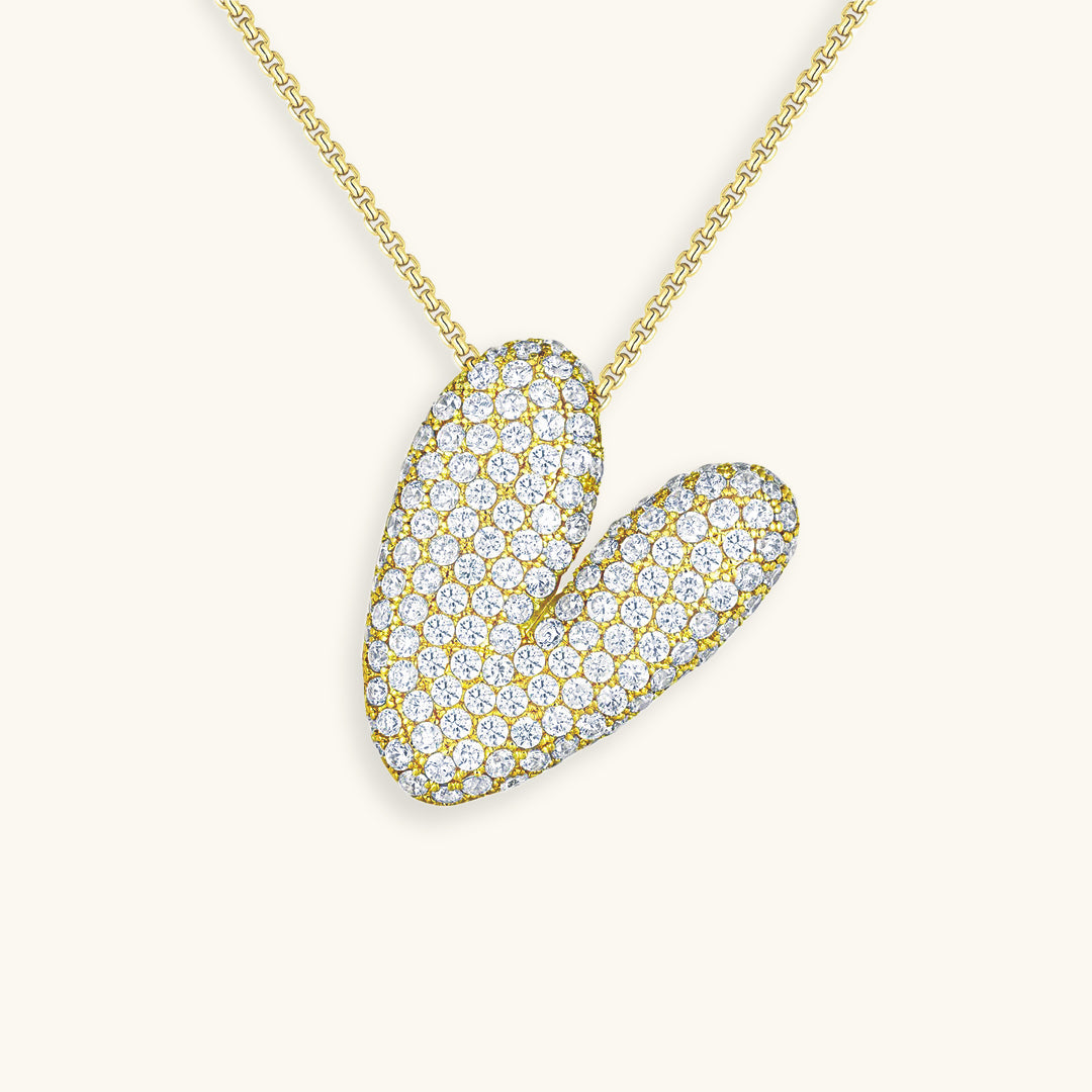 ダイヤモンド模様のルナバブルイニシャルネックレス - 母の日のパーソナライズギフト