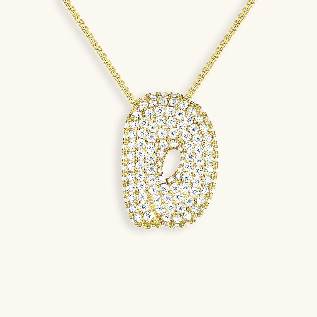 ダイヤモンド模様のルナバブルイニシャルネックレス - 母の日のパーソナライズギフト