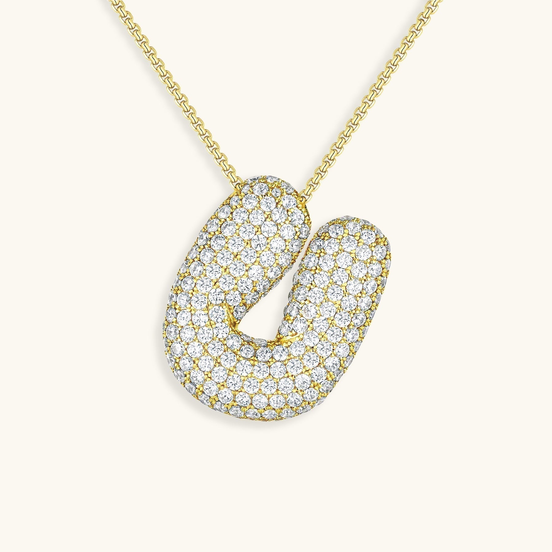 ダイヤモンド模様のルナバブルイニシャルネックレス - 母の日のパーソナライズギフト
