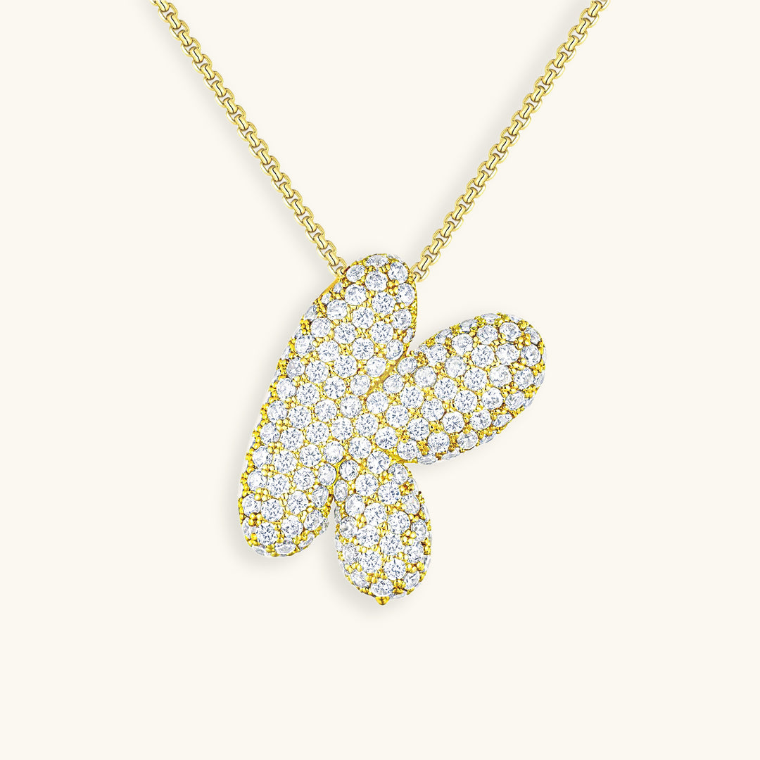 ダイヤモンド模様のルナバブルイニシャルネックレス - 母の日のパーソナライズギフト