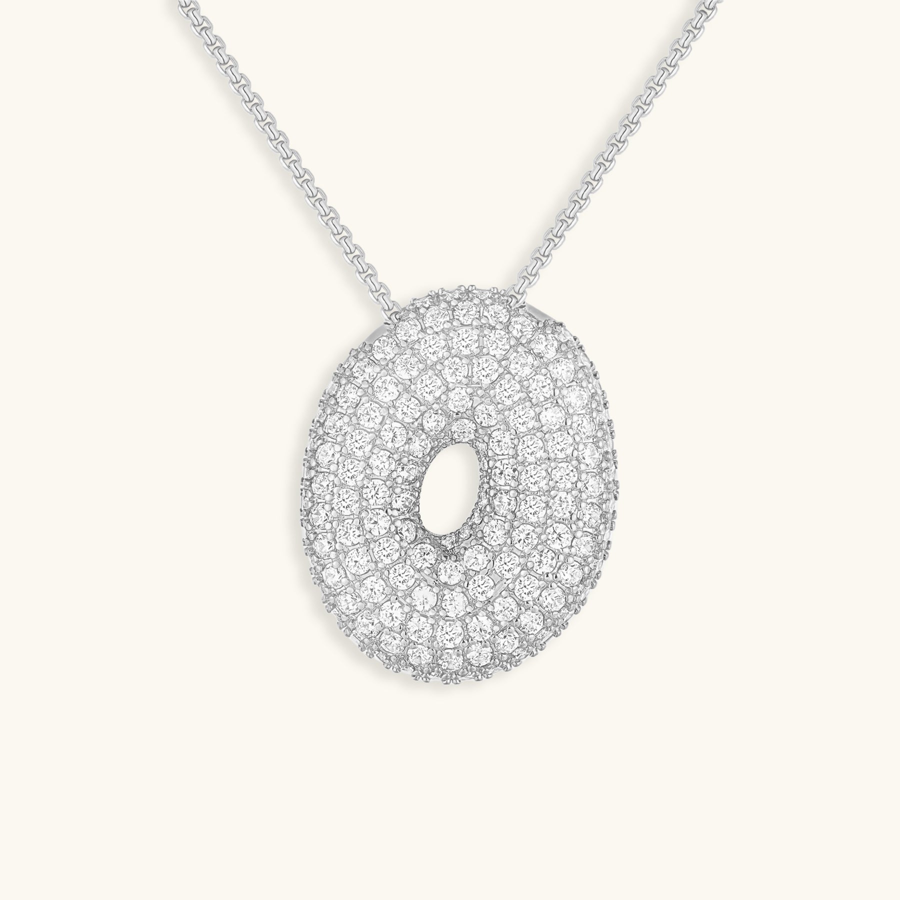 ダイヤモンド模様のルナバブルイニシャルネックレス - 母の日のパーソナライズギフト