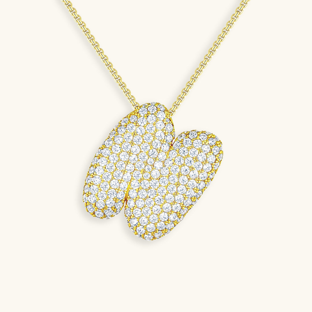 ダイヤモンド模様のルナバブルイニシャルネックレス - 母の日のパーソナライズギフト