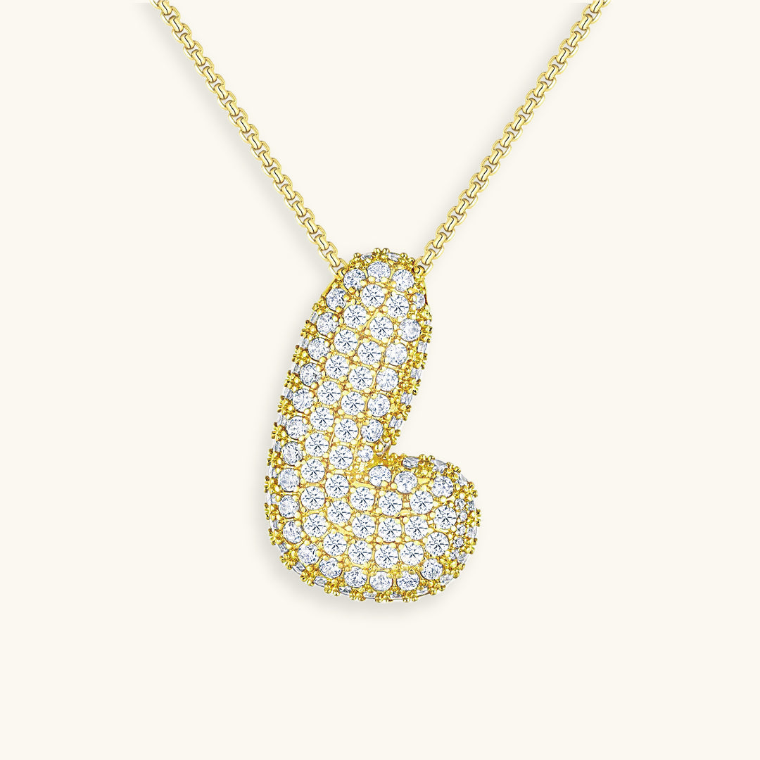 ダイヤモンド模様のルナバブルイニシャルネックレス - 母の日のパーソナライズギフト