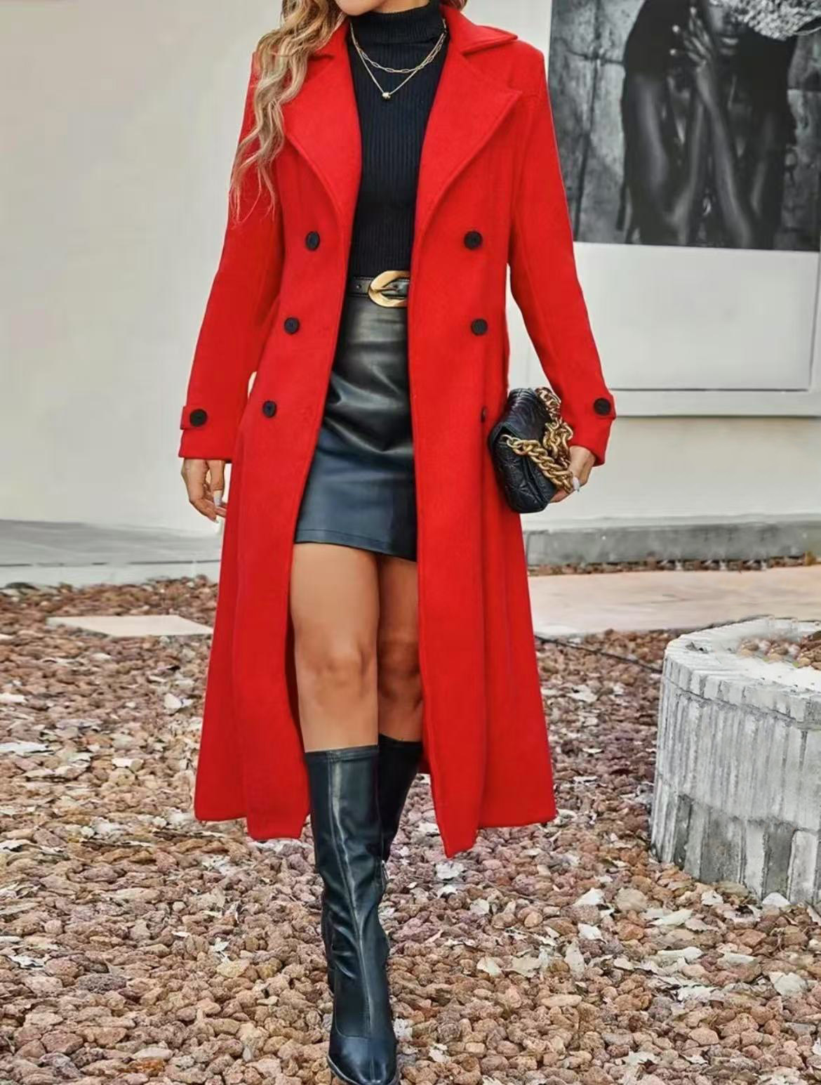 Viral | Elegant Long Winter Coat – Double-Breasted, Stylish and Warm