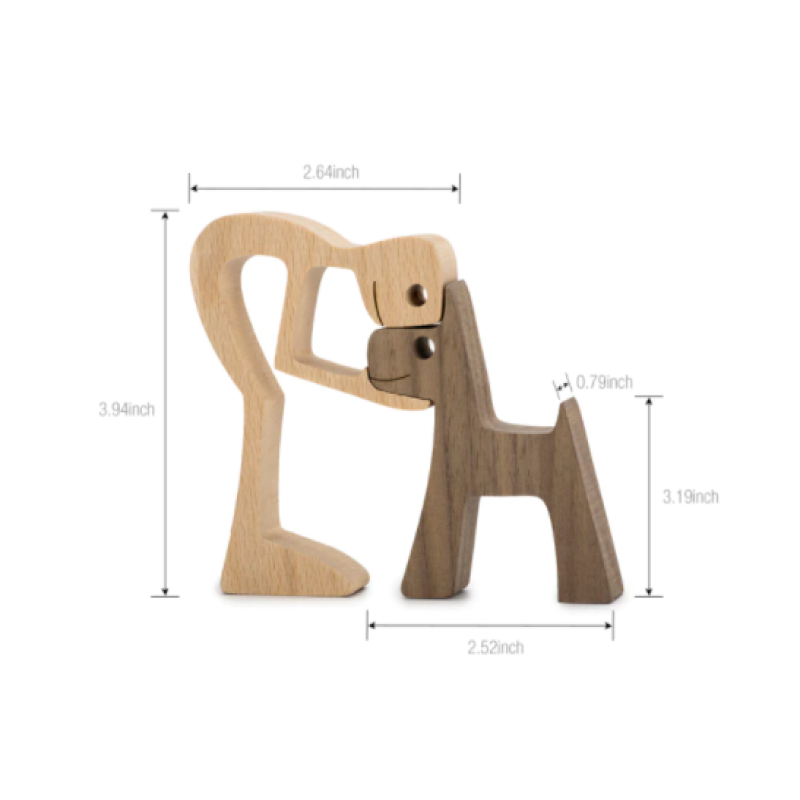 クラシックな手作りの木製の犬の像