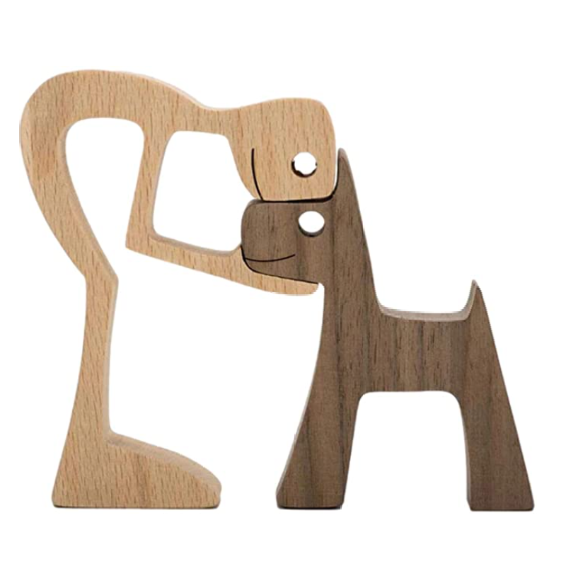 クラシックな手作りの木製の犬の像